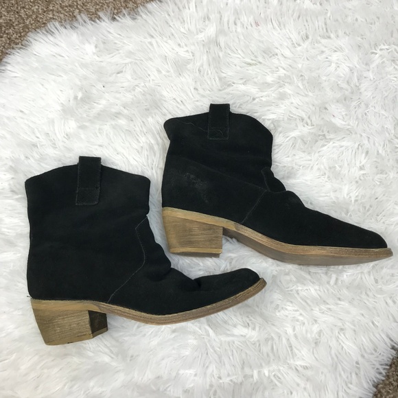 Restricted Shoes - Restricted Black Suede Ankle Boots Pull On Slouch